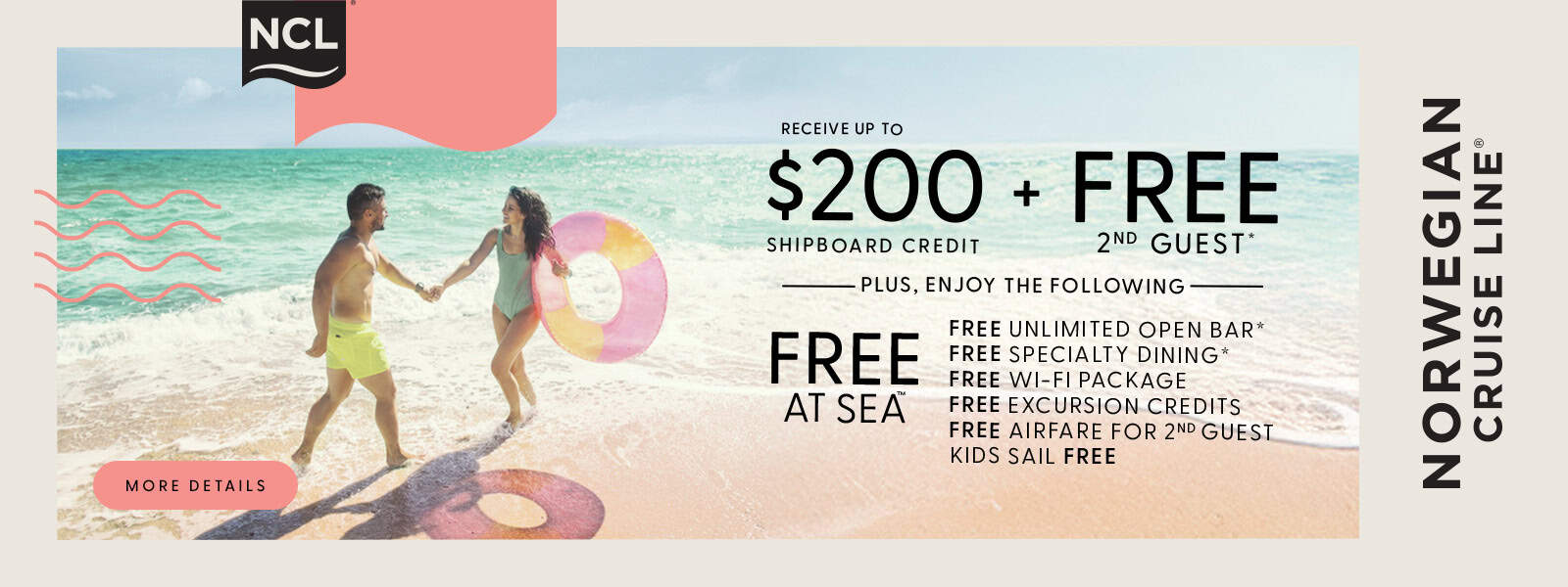 Norwegian Cruise Line Free Shipboard Credit with Free At Sea